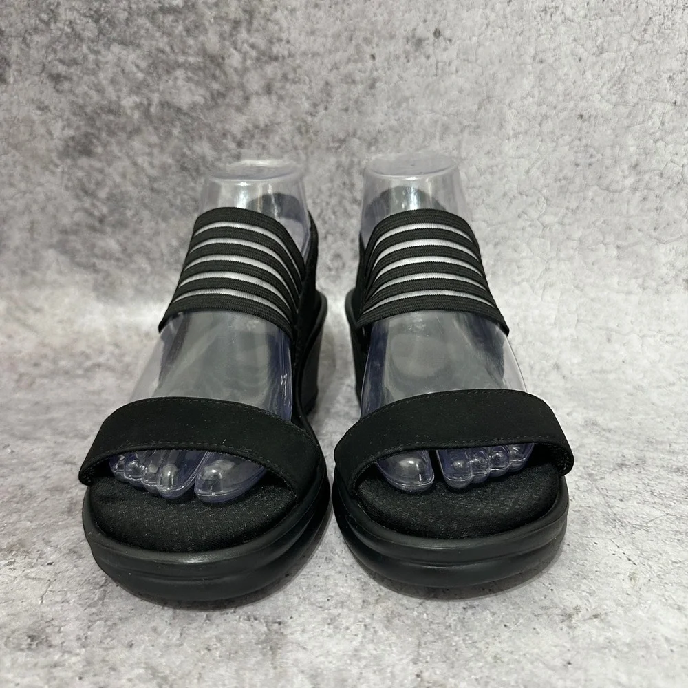 Skechers Rumblers Sci-Fi Wedge Sandals Womens 8.5 Elastic Strappy Memory Foam